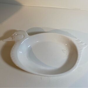 Vintage Duck-Shaped White Porcelain Serving Bowl Dish Japan 14"X 7"